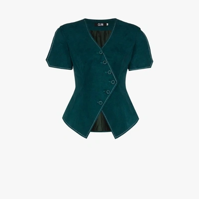 Shop Clan Green X Homecoming Asymmetric Short Sleeve Waistcoat