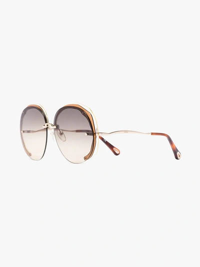 Shop Chloé Brown Oversized Sunglasses