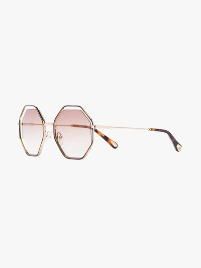 Shop Chloé Brown Dree Octagonal Sunglasses