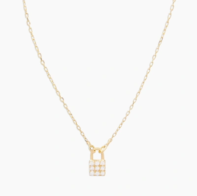 Shop Fine Diamond Kara Padlock Charm Necklace In Gold, Women's In 14k Gold By