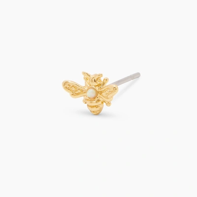 Shop Single Stud Bee Charm Stud Earring In Gold/bee