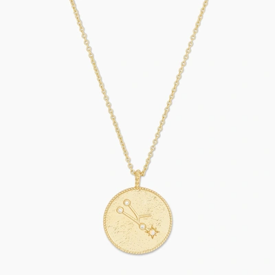 Shop Astrology Coin Necklace (taurus) In Gold