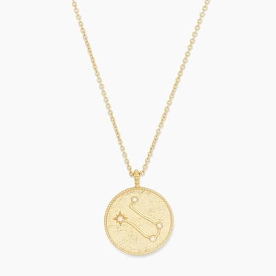 Shop Astrology Coin Necklace (gemini) In Gold