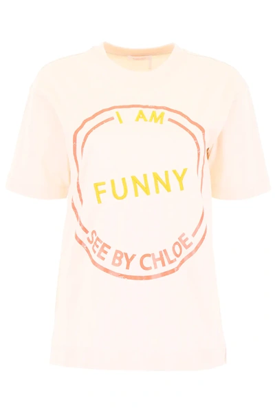 Shop See By Chloé I Am Cheeky T-shirt In Beige