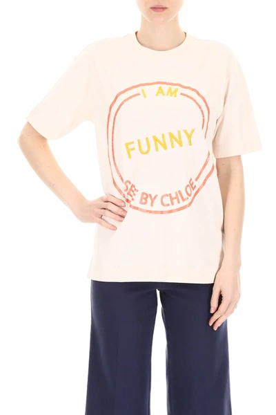 Shop See By Chloé I Am Cheeky T-shirt In Beige