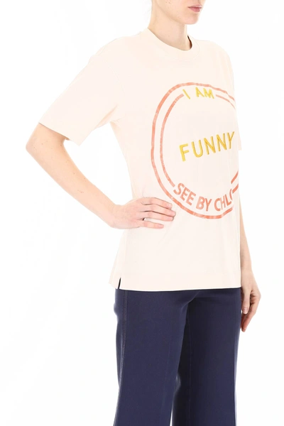 Shop See By Chloé I Am Cheeky T-shirt In Beige