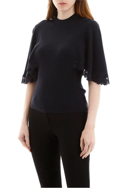 Shop See By Chloé Knit Top With Cape Sleeves In Blue