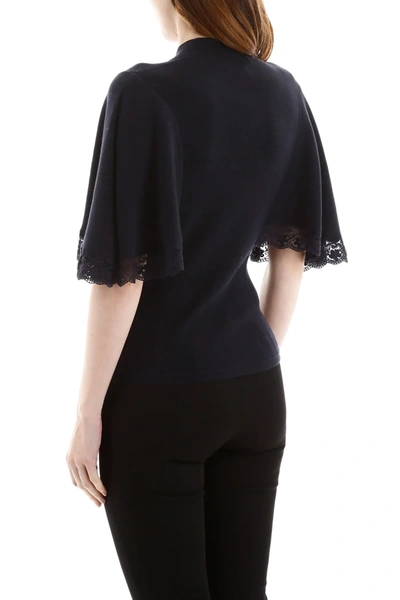 Shop See By Chloé Knit Top With Cape Sleeves In Blue