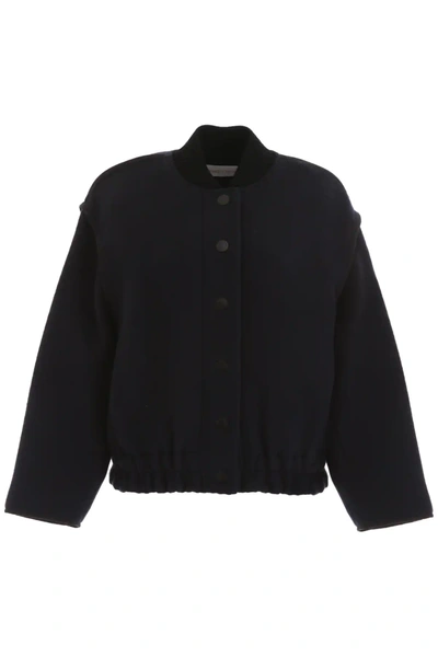 Shop See By Chloé Wool Bomber Jacket In Blue