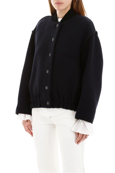 Shop See By Chloé Wool Bomber Jacket In Blue