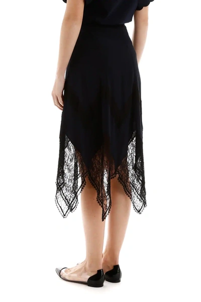 Shop See By Chloé Midi Skirt With Lace In Blue,black
