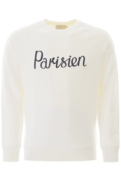Shop Maison Kitsuné Parisien Print Sweatshirt In White