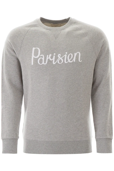 Shop Maison Kitsuné Parisien Print Sweatshirt In Grey