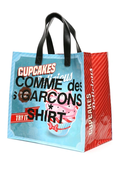 Shop Comme Des Garçons Shirt Pop Logo Shopping Bag In Purple,light Blue,red