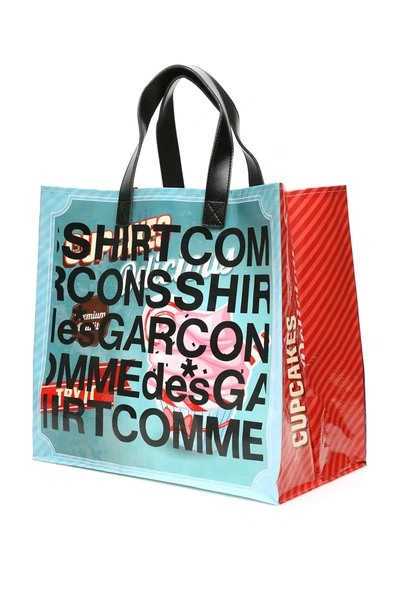 Shop Comme Des Garçons Shirt Pop Logo Shopping Bag In Purple,light Blue,red