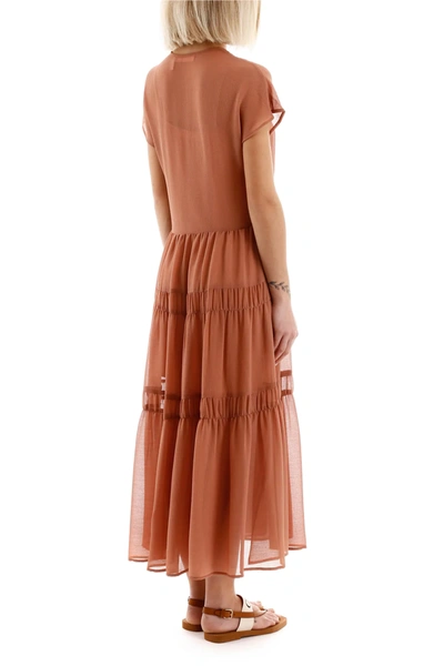 Shop See By Chloé Tiered Dress In Orange,pink
