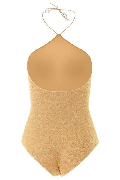 Shop Oseree Maillot Lumiere Neckless Swimsuit In Gold