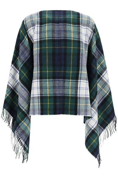 Shop Comme Des Garçons Shirt Tartan Poncho Scarf In Green,white,blue