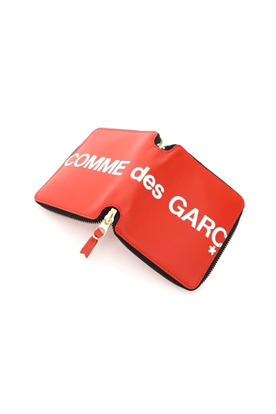 Shop Comme Des Garçons Zip-around Huge Logo Wallet In Red,white