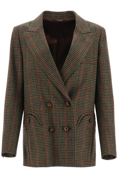 Shop Blazé Milano Everynight Tartan Blazer In Brown,green,red