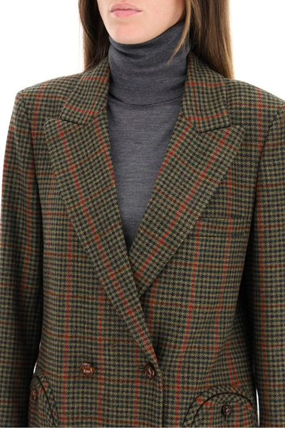 Shop Blazé Milano Everynight Tartan Blazer In Brown,green,red