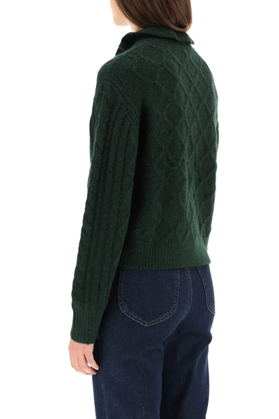 Shop See By Chloé Cardigan With Zip And Ruffles In Green