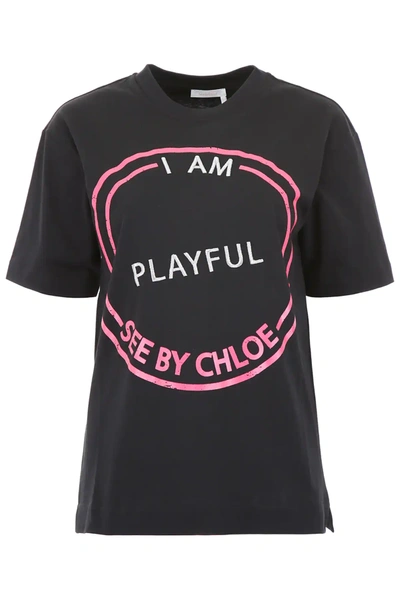 Shop See By Chloé I Am Cheeky T-shirt In Black