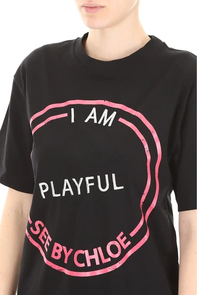 Shop See By Chloé I Am Cheeky T-shirt In Black