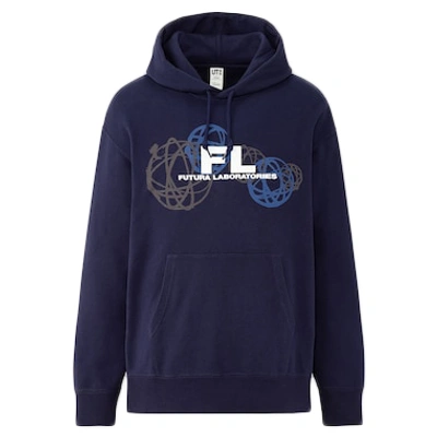 Pre-owned Futura Laboratories  X Uniqlo Logo Hooded Sweatshirt Navy