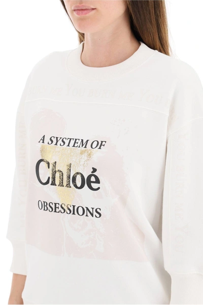 Shop Chloé Obsessions Print Sweatshirt In White