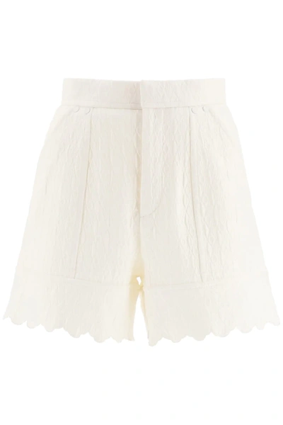 Shop Chloé Shorts With Scalloped Hems In White