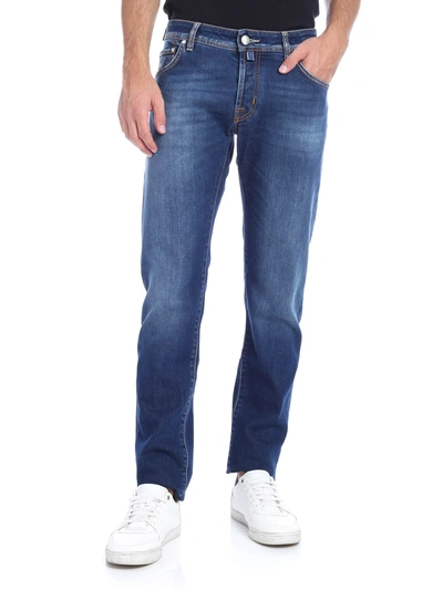 Shop Jacob Cohen Jeans With Logo In Natural Indigo Wash In Blue
