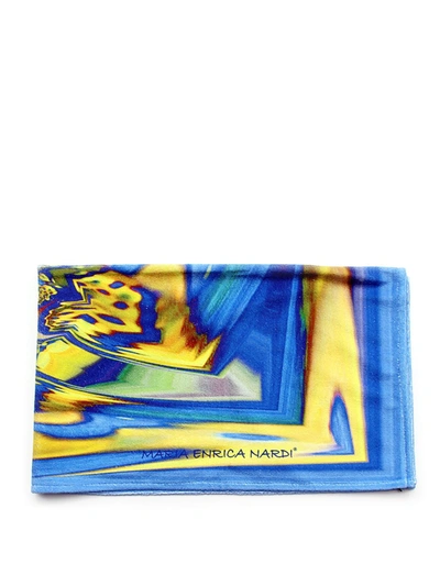 Shop Maria Enrica Nardi Costarei Beach Towel In Electic Blue And Yellow In Multi