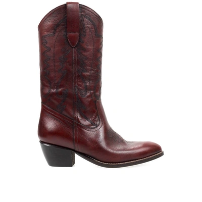 Shop Ame Brown Texan Style Boot In Leather