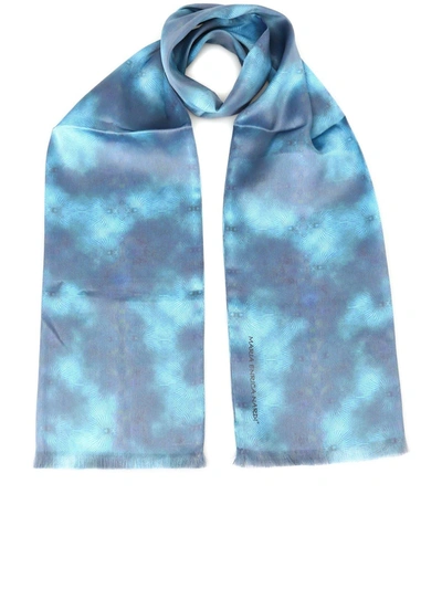 Shop Maria Enrica Nardi Selinunte Digital Print Silk Scarf In Light Blue