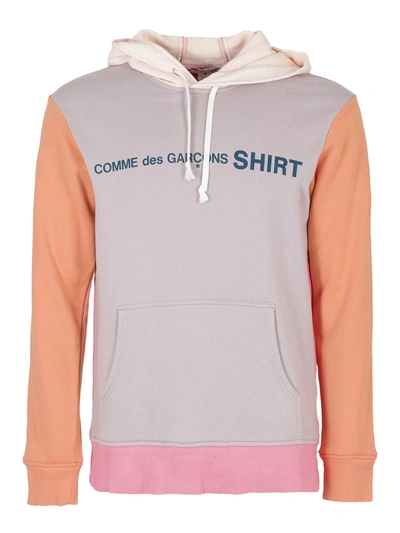 Shop Comme Des Garçons Colour Block Hoodie In Pink