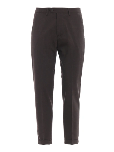 Shop Paolo Fiorillo Frank Brown Cool Wool Trousers