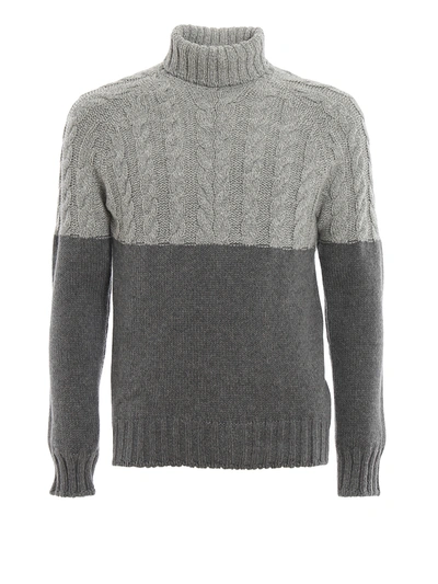 Shop Paolo Fiorillo Colour Block Wool Turtleneck In Grey