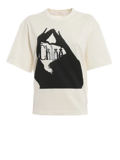 Shop Chloé Printed Slightly Boxy T-shirt In White