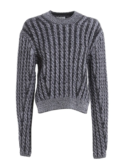 Shop Chloé Cable-knit Crewneck Sweater In Blue
