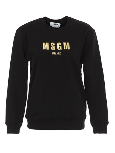Shop Msgm Logo Embroidery Sweatshirt In Black