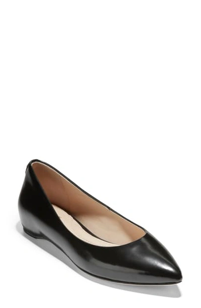 Shop Cole Haan Brenna Skimmer Flat In Black Leather