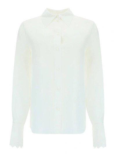 Shop Chloé Scalloped Cuffs Shirt In White