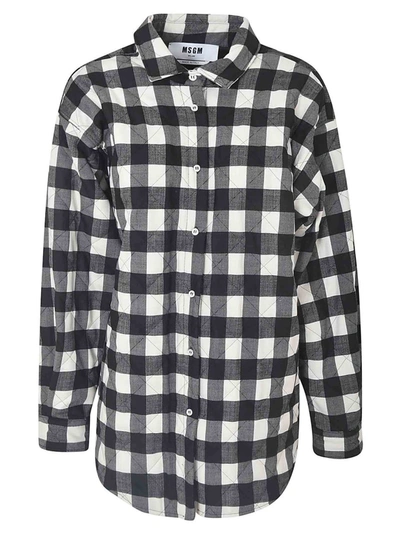 Shop Msgm Checked Shirt In Black And White