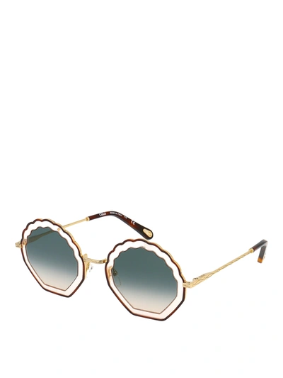 Shop Chloé Scalloped Gradient Lens Sunglasses In Brown