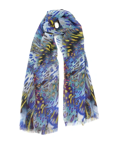 Shop Maria Enrica Nardi Sharon Printed Silk Georgette Scarf In Blue