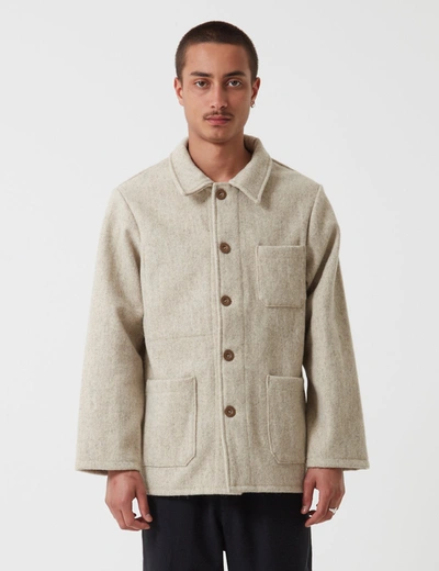 Shop Le Laboureur Burel Wool Work Jacket In Beige