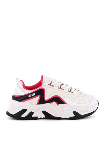 Shop Msgm Leather And Neoprene Sneakers In Multicolour