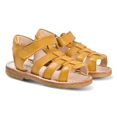 Shop Angulus Mustard Strappy Open Toe Sandals In Yellow