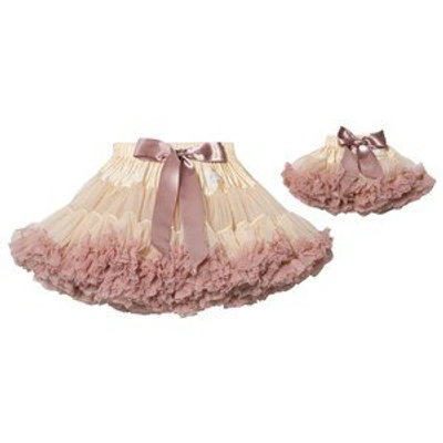 Shop Dolly By Le Petit Tom Cream And Dusty Pink Pettiskirt In Beige
